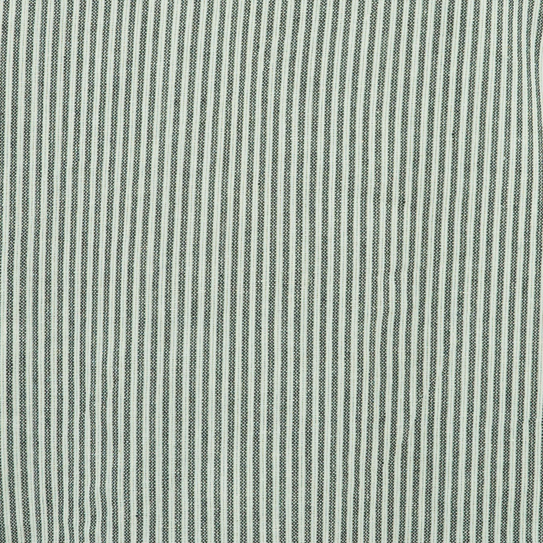 Cotton Grandad Collar Shirt - Cream Black Stripe