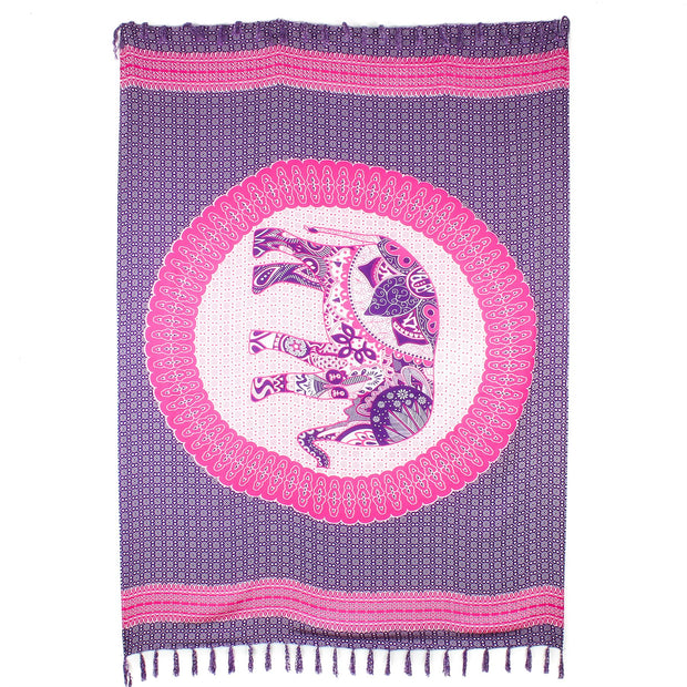 Viscose Rayon Sarong - Elephant Mandala - Purple