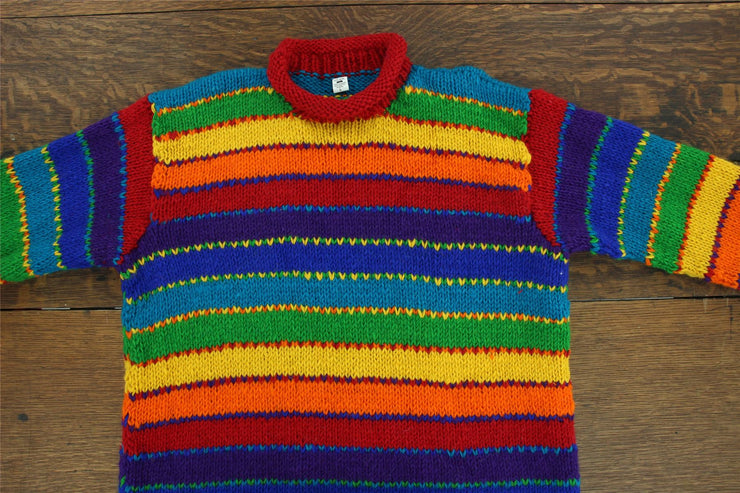 Hand Knitted Wool Jumper - Tik Tik Rainbow