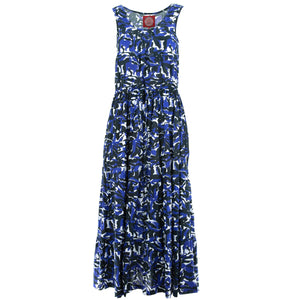 Tailliertes Maxikleid – echtes Camo-Blues