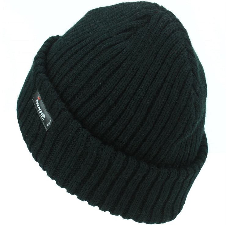 Chunky Knit Beanie Hat - Black