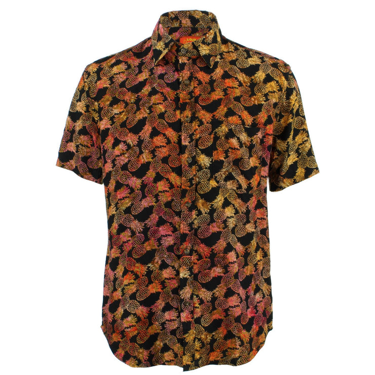 Tailored Fit Short Sleeve Shirt - Orange Pineapples