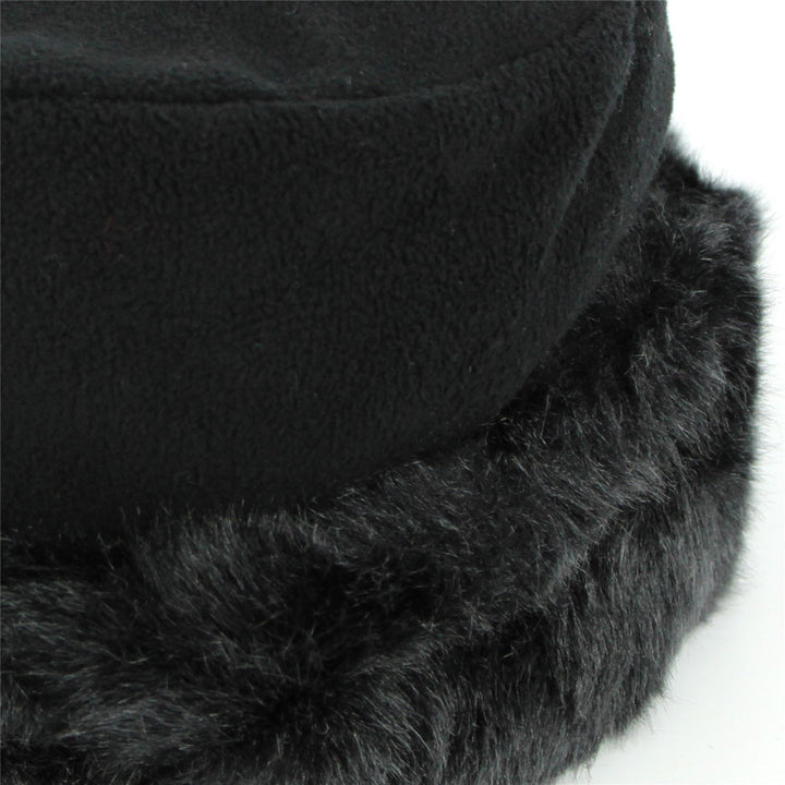 Fleece Hat with a Faux Fur cuff - Black