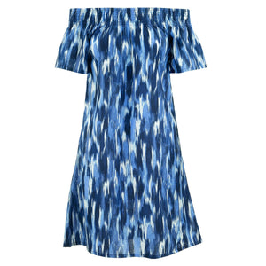 Gerafftes, bequemes Kleid – Blue Blur