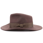 Wool felt Fedora hat with wide grosgrain band - Brown