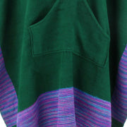 Soft Vegan Wool Hooded Tibet Poncho - Racing Green Purple