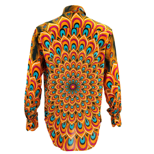 Regular Fit Long Sleeve Shirt - Peacock Mandala - Orange Blue