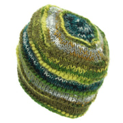 Hand Knitted Wool Beanie Hat - 17 Green