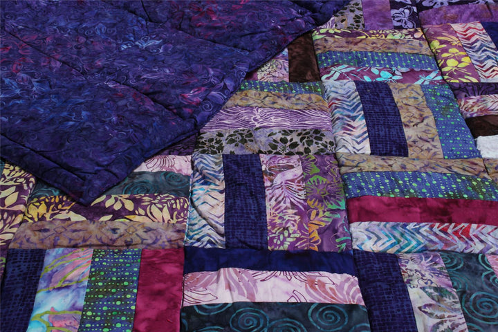 Handmade Quilted Patchwork Batik Printed Bedspread