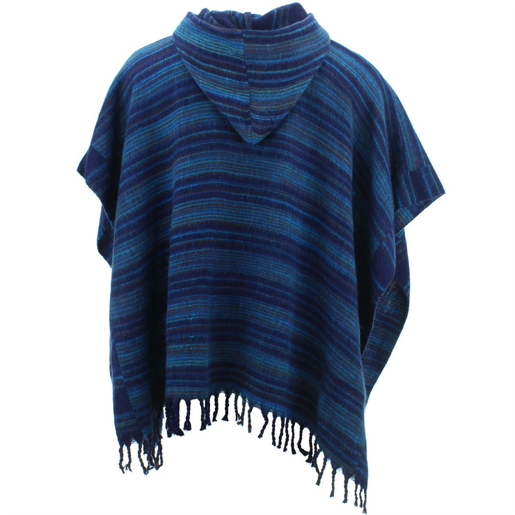 Hooded Square Poncho - Blues