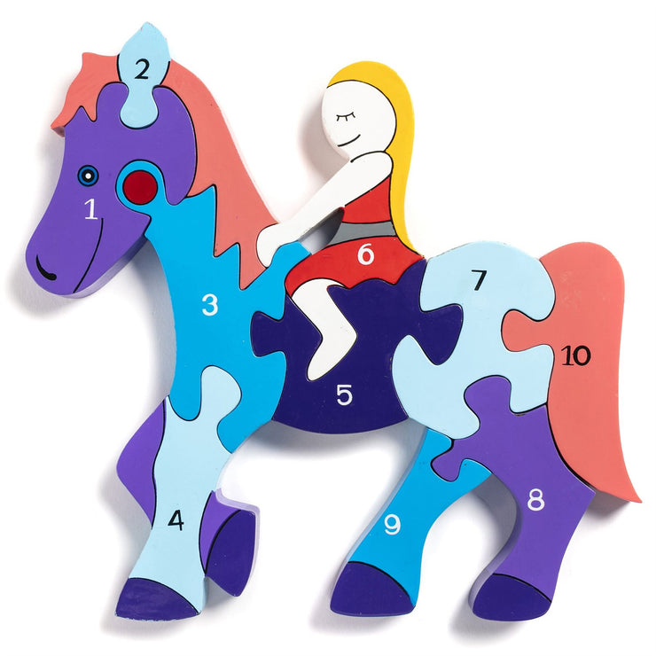 Handmade Wooden Jigsaw Puzzle - Number Horse