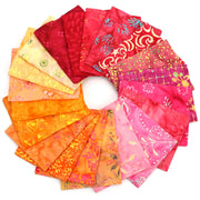 Cotton Batik Pre Cut Fabric Bundles - Fat Quarter - Red to Orange