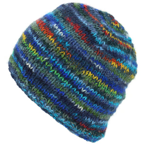 Wool Knit Beanie Hat - SD Dark Blue Mix