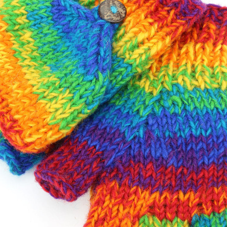 Wool Knit Fingerless Shooter Gloves - Space Dye (Rainbow)