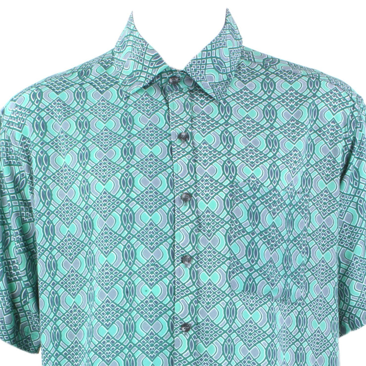 Regular Fit Short Sleeve Shirt - Green Abstract