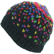 Wool Knit Beanie Hat - Black