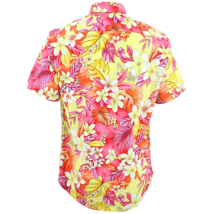 Tailored Fit Short Sleeve Shirt - Pink & Yellow Abstract Floral