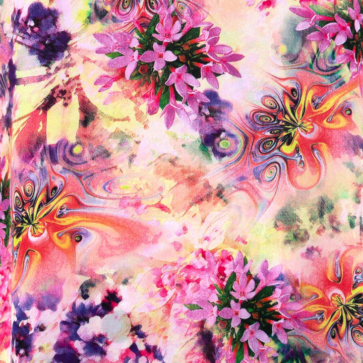 Floaty Asymmetrical Summer Dress - Psychedelic Flower