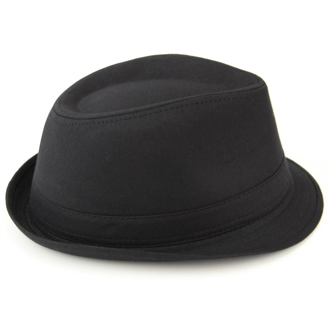 Plain Cotton Trilby Hat - Black