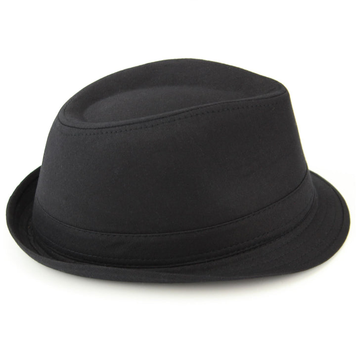 Plain Cotton Trilby Hat - Black