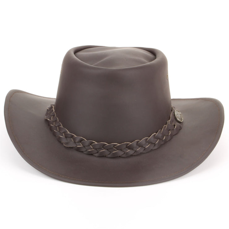 Genuine Leather Australian Cowboy Bush Hat - Brown