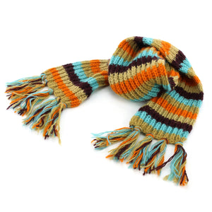 Écharpe en laine tricotée à la main - rayure rétro a