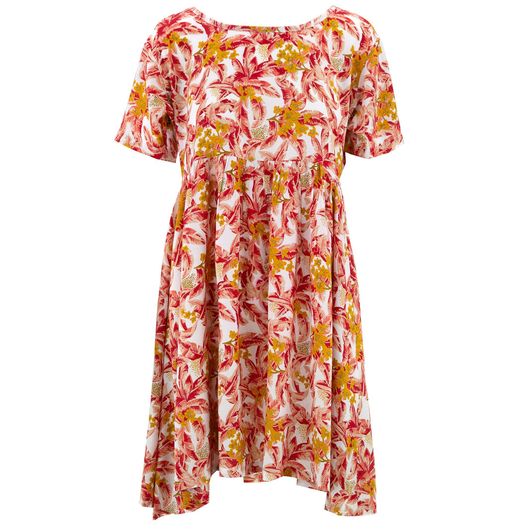 Empire Line Tea Dress - Red Palms
