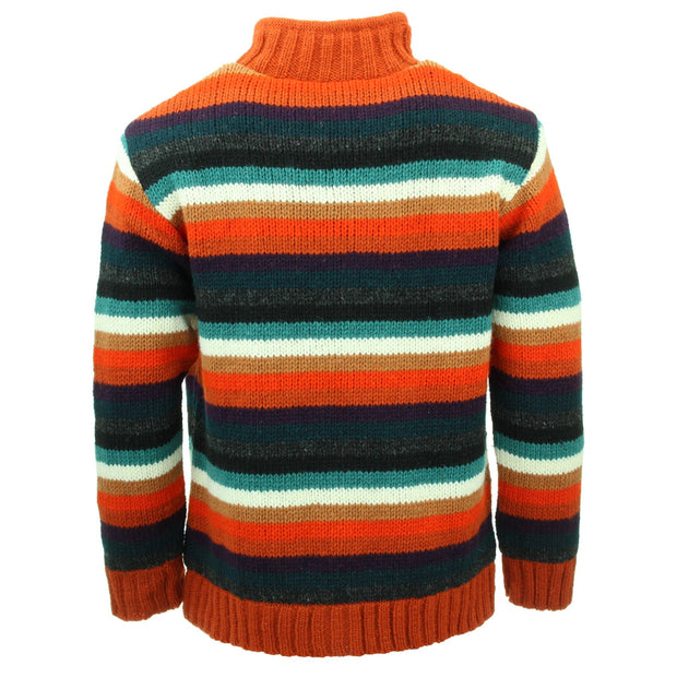 Hand Knitted Wool Jacket Cardigan - Stripe Anu