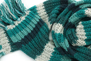 Hand Knitted Wool Scarf - Stripe Teal