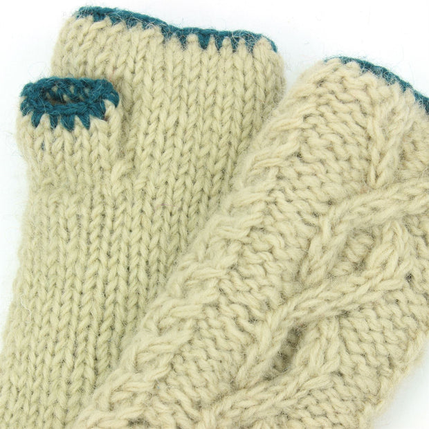 Wool Knit Arm Warmer - Cable - Cream