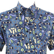 Regular Fit Short Sleeve Shirt - Blue Abstract Australian