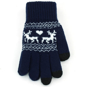 Reindeer Touch Screen Gloves - Navy