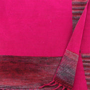 Tibetan Wool Blend Shawl Blanket - Pink with Maroon & Grey Reverse