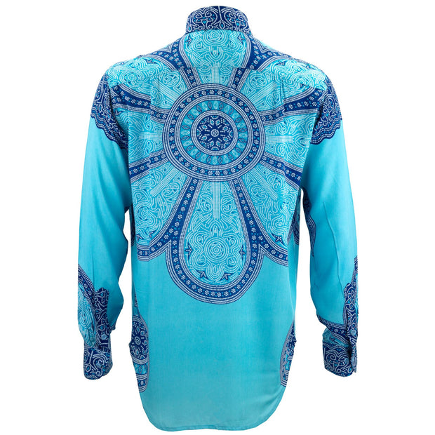 Regular Fit Long Sleeve Shirt - Flower Mandala - Light Blue