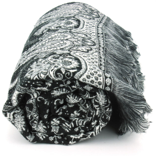 Acrylic Wool Shawl Blanket - Black Paisley - Arches