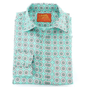 Regular Fit Long Sleeve Shirt - Turquoise Circles