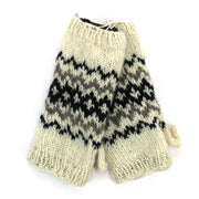 Hand Knitted Wool Arm Warmer - Fairisle Cream