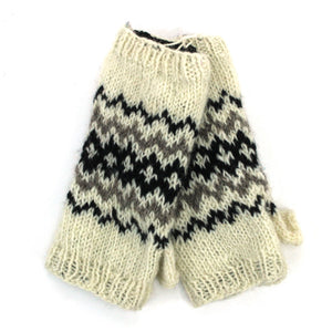 Chauffe-bras en laine tricoté à la main - crème fairisle