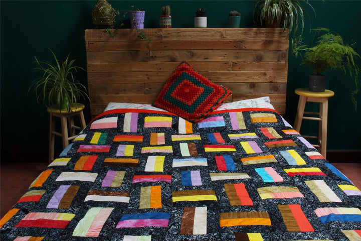 Handmade Quilted Patchwork Batik Printed Bedspread