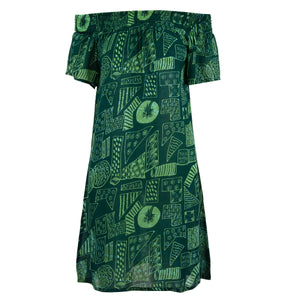 Robe confortable froncée - doodle day green