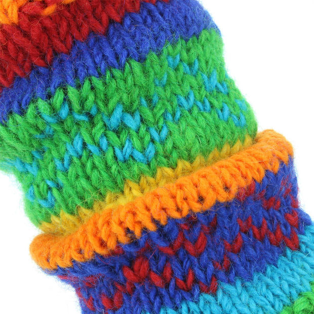 Chunky Wool Knit Leg Warmers - Rainbow