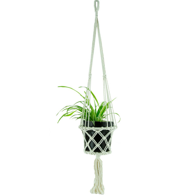 Macrame Hand Woven Rope Hanging Planter - Medium (14cm Pot)