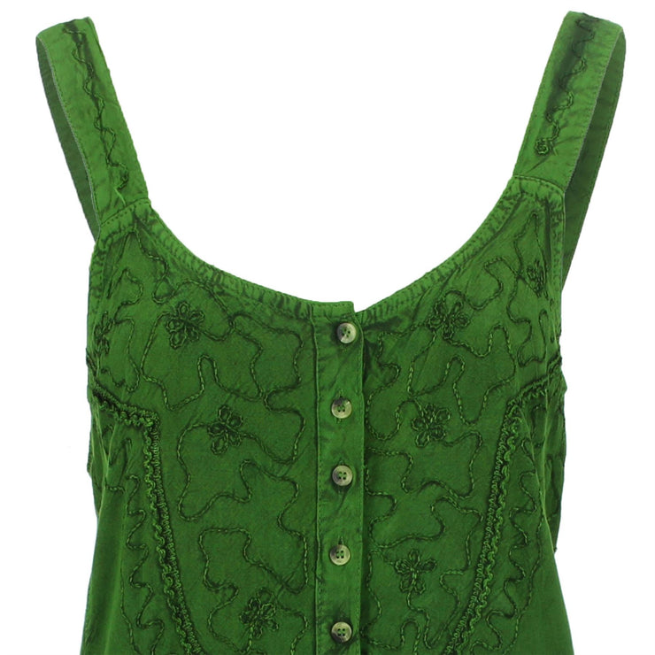 Strappy Mid Button Dress - Green