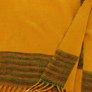 Tibetan Wool Blend Shawl Blanket - Mustard with Orange & Green Reverse