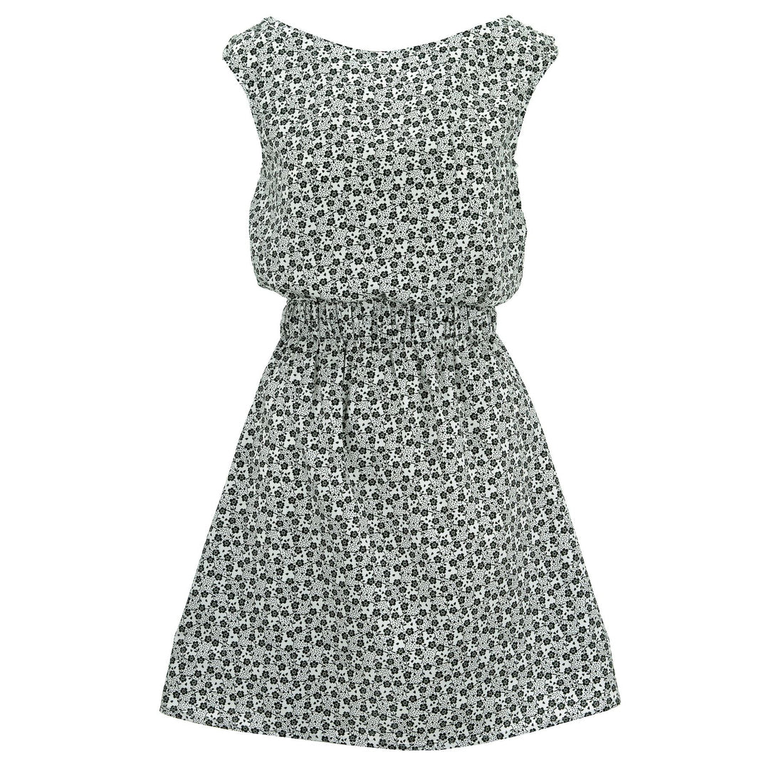 Stretch Waister Dress - Black Daisy