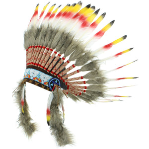Indfødt amerikansk hovedbeklædning - rød gul & sort