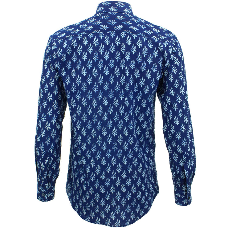 Tailored Fit Long Sleeve Shirt - Block Print - Seaweed