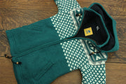 Hand Knitted Wool Hooded Jacket Cardigan Ladies Cut - Fairisle Teal