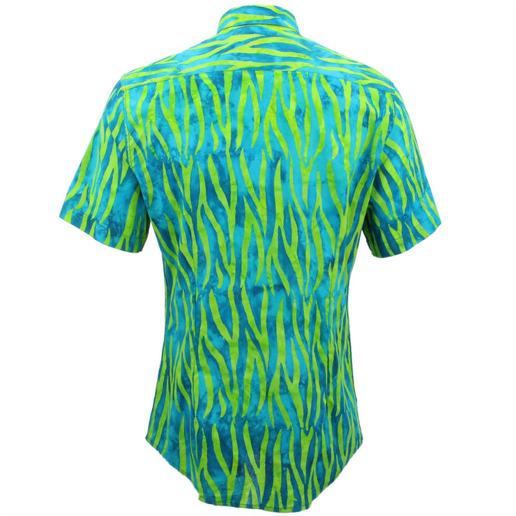 Slim Fit Short Sleeve Shirt - Turquoise & Green Abstract