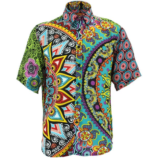 Regular Fit Short Sleeve Shirt - Random Mixed Panel - Carnival Mandala